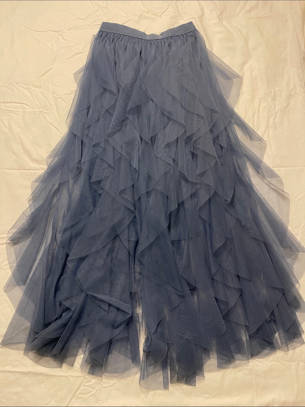Soho Apparel Layered Tulle Maxi Skirt in Slate Blue